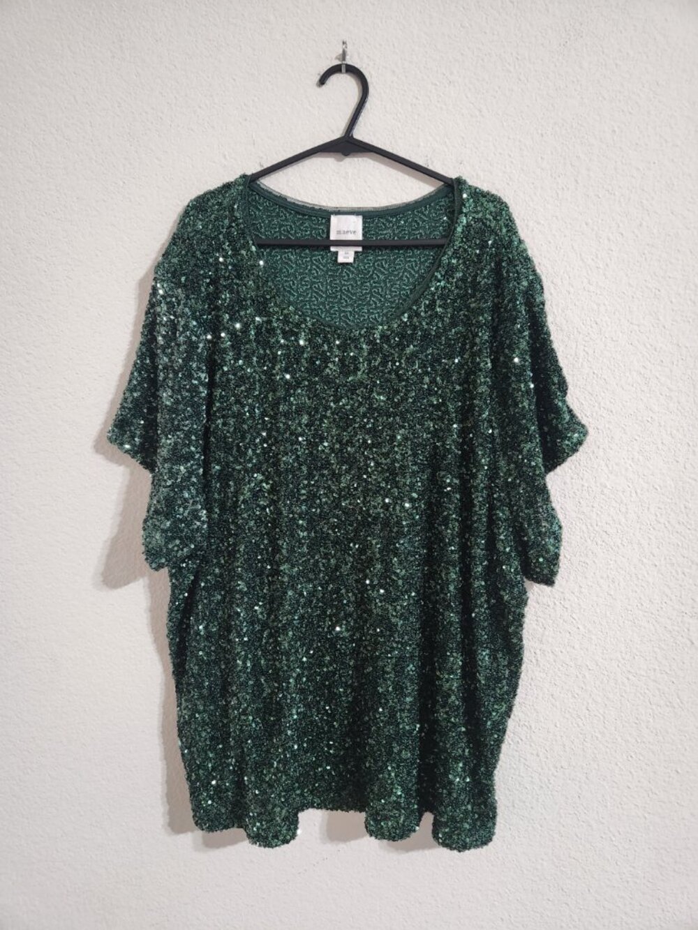 Maeve Anthropologie Emerald Green Short-sleeve sequin blouse NWOT size 3X